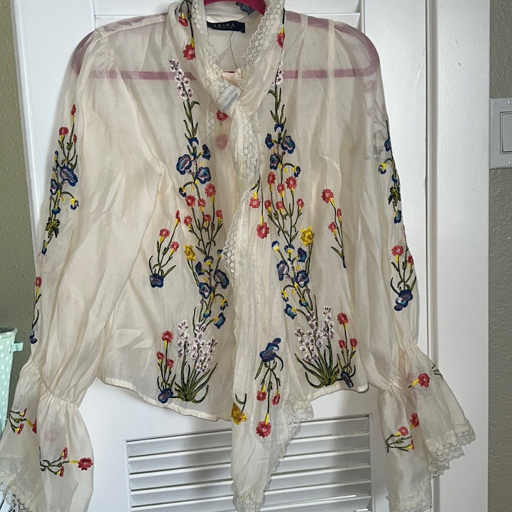 Floral button up top